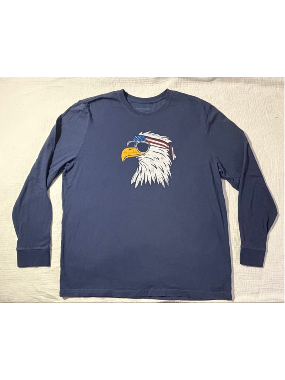 Life is Good Men’s XXL Navy Patriotic Eagle Long Sleeve Crusher Tee